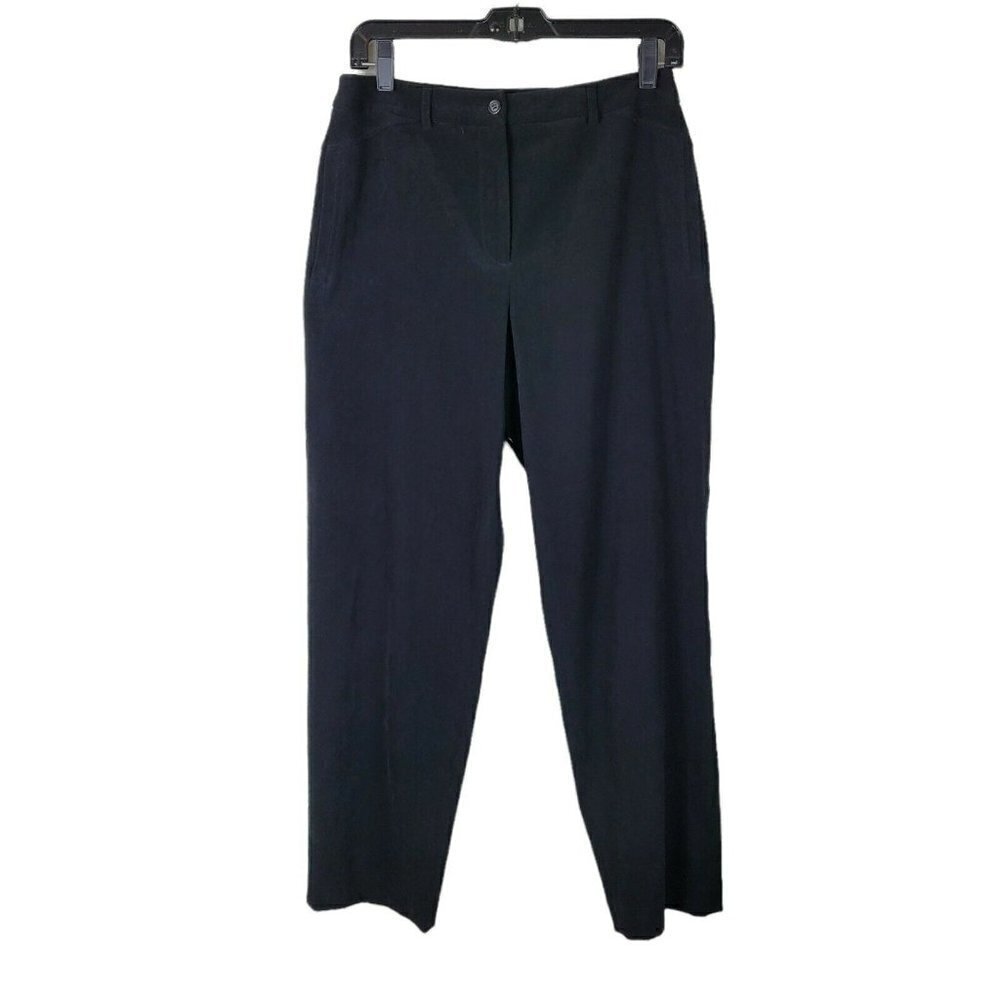 Talbots Petites Black Microsuede Pants High Rise Stretch Sz 8P Slightly Tapered